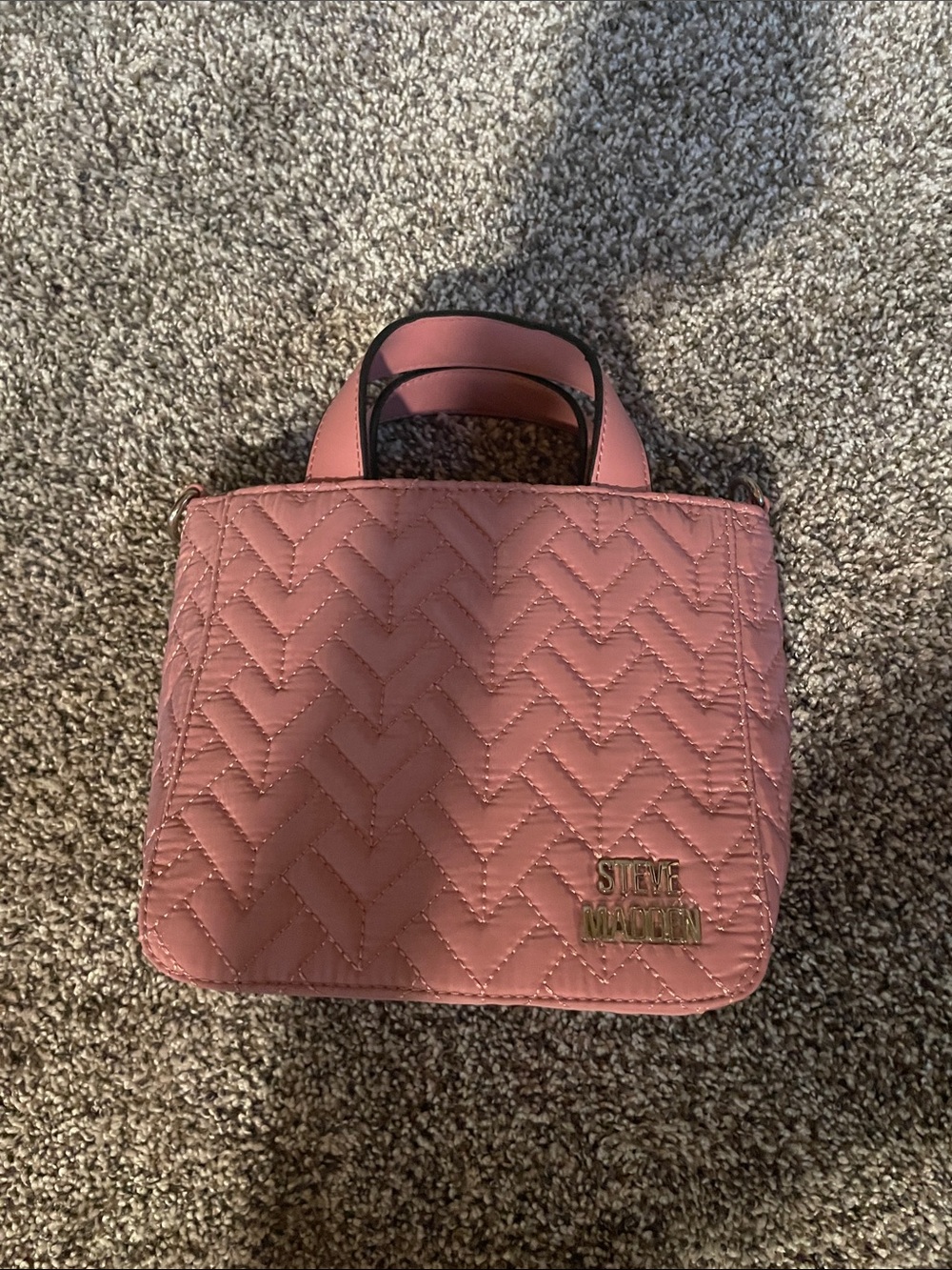 Steve Madden Mauve Quilted Top-Handle Mini Bag